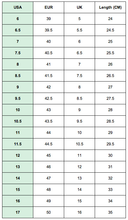 Columbia Shoes Size Chart