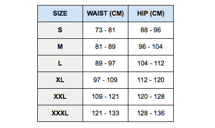 nike large shorts size chart