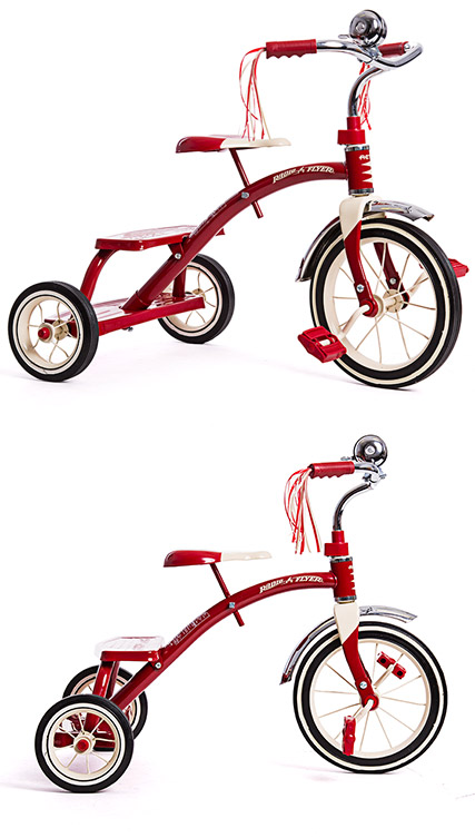 classic red dual deck tricycle