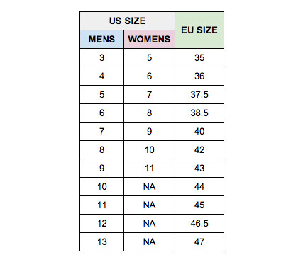 Native Fitzsimmons Size Chart