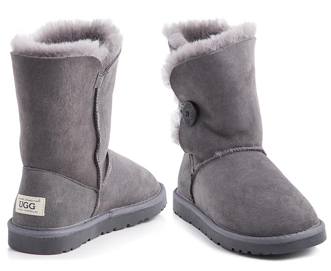 OZWEAR Connection Unisex Button Ugg Boot - Charcoal