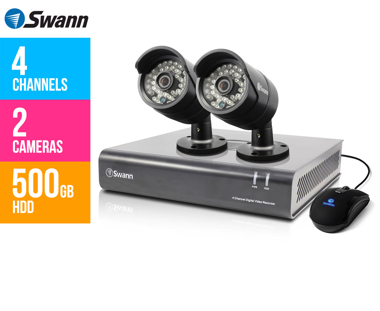 Swann DVR4-4400 4-Channel DVR w/ 2 x PRO-850 Cameras
