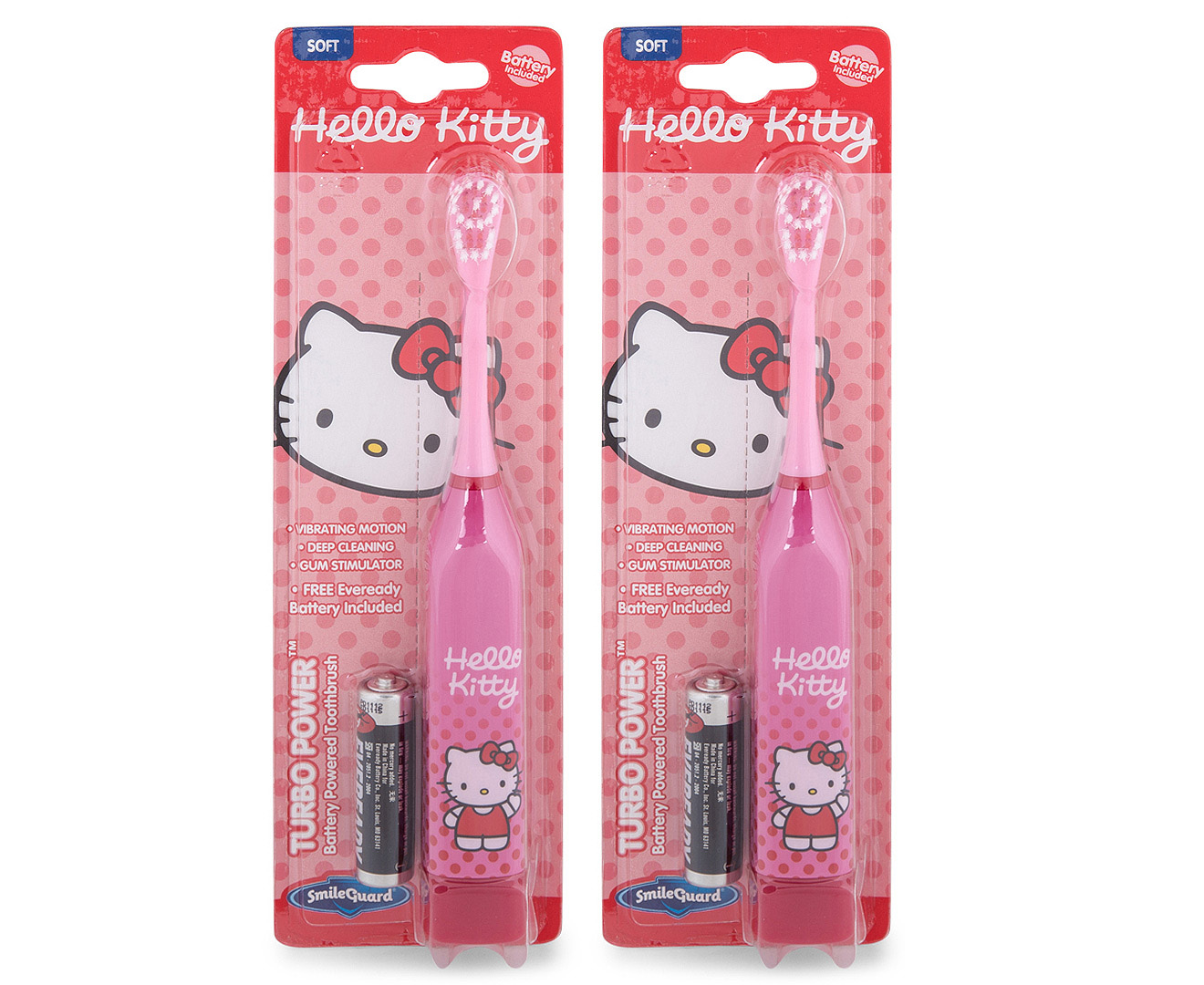 2 x Hello Kitty Turbo Power Toothbrush - Pink