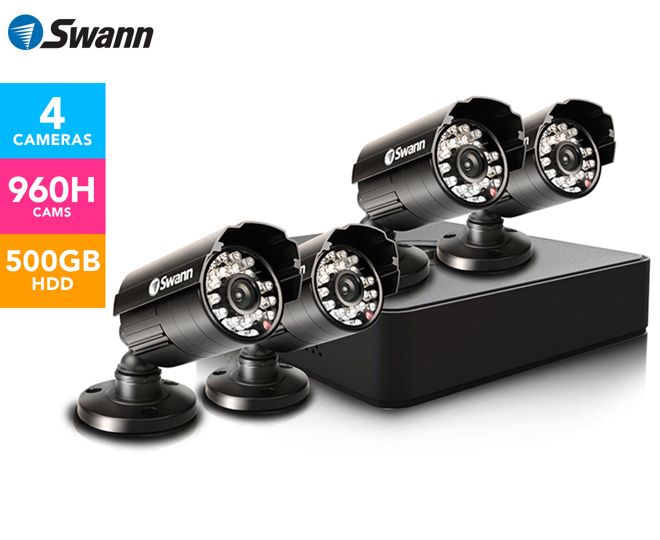 Swann DVR8-1525 8-Channel Mini DVR w/ 4 x Pro-615 Cameras - Black
