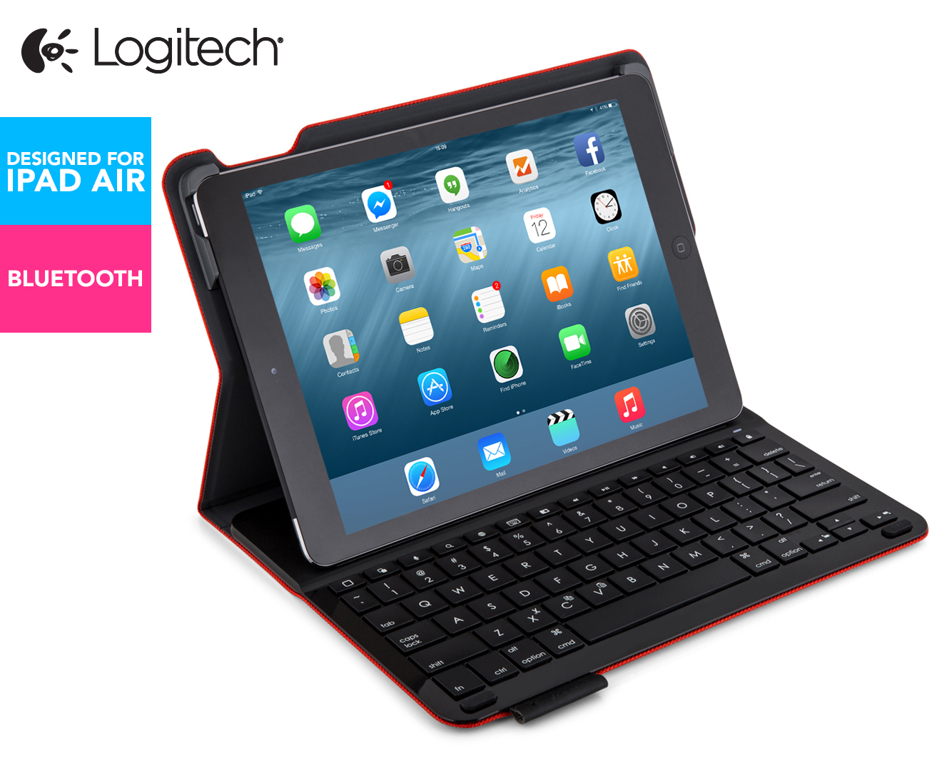 Logitech Type+ Protective Case with Integrated Keyboard for iPad Air - Red