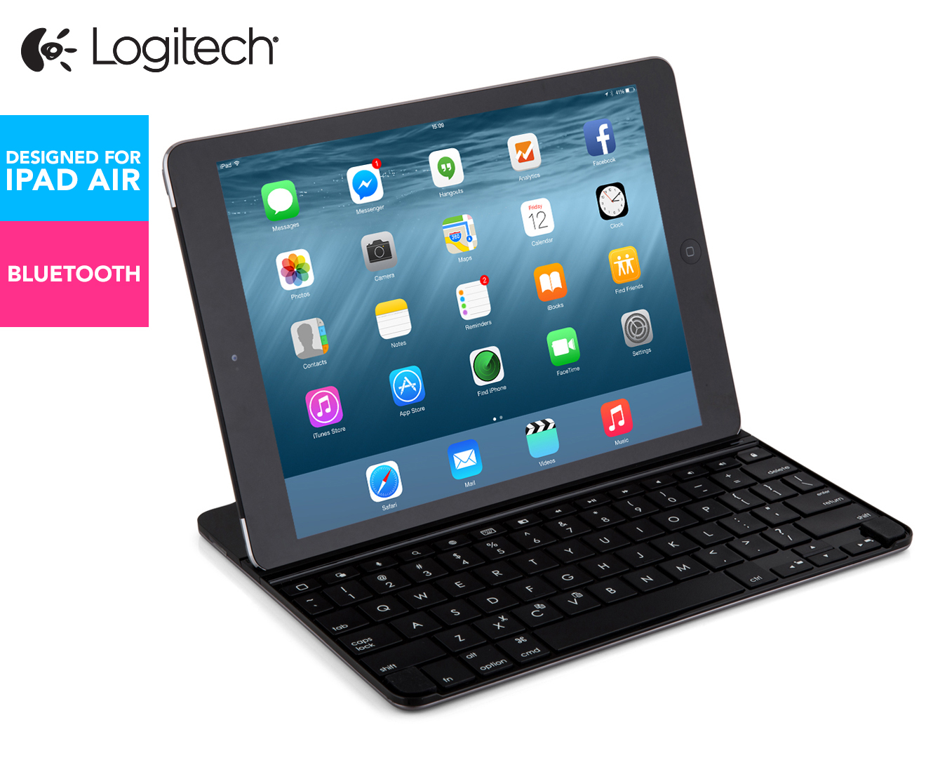 Logitech Ultrathin Magnetic Clip-On Keyboard Cover for iPad Air - Space Grey