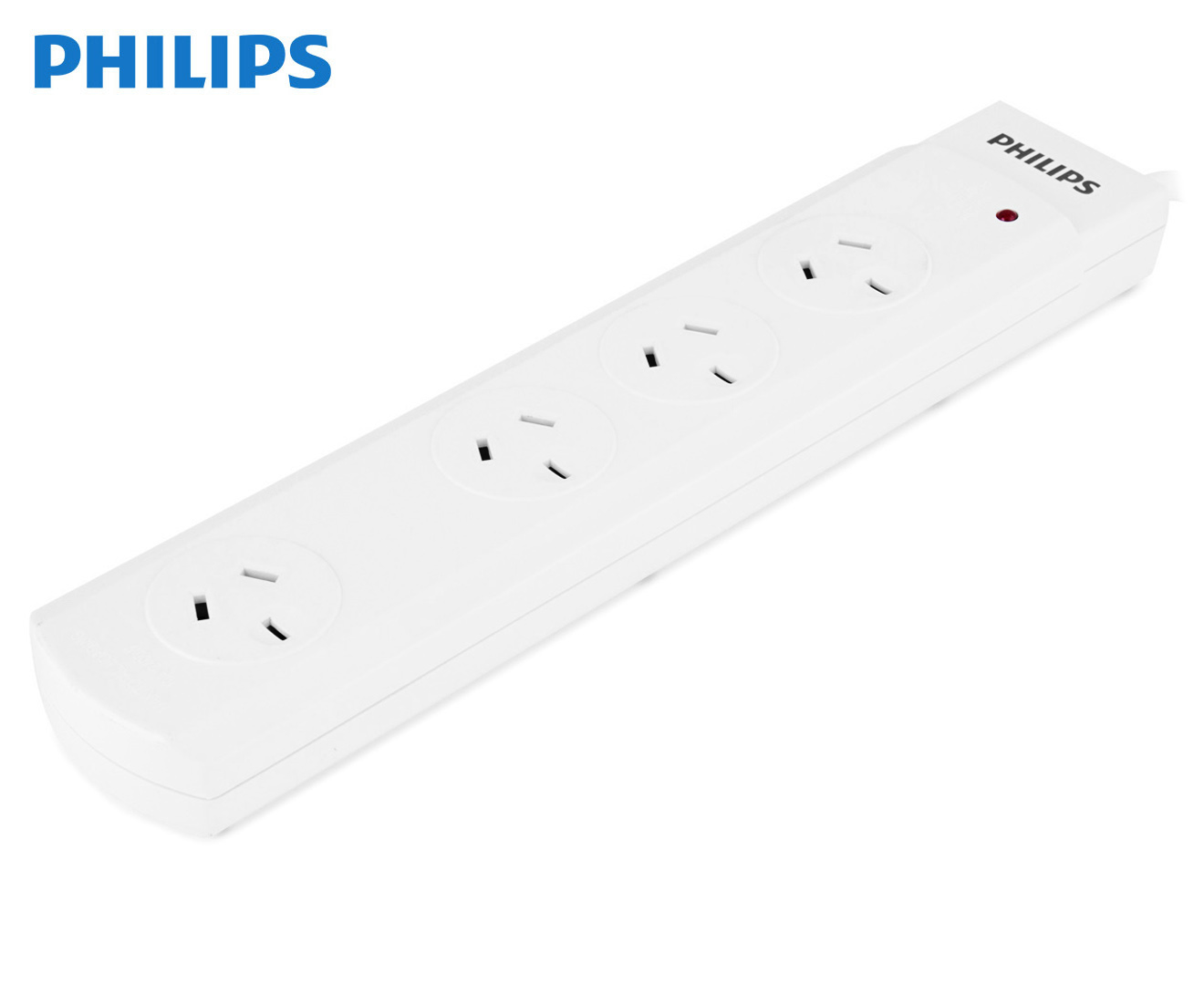 Philips 4 Outlet Surge Protected Power Board - White