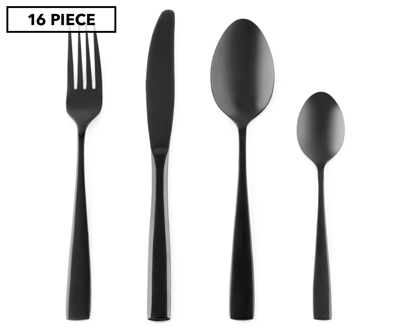 Portobello by Inspire Regal 16-Piece Stainless Steel Cutlery Set - Ebony