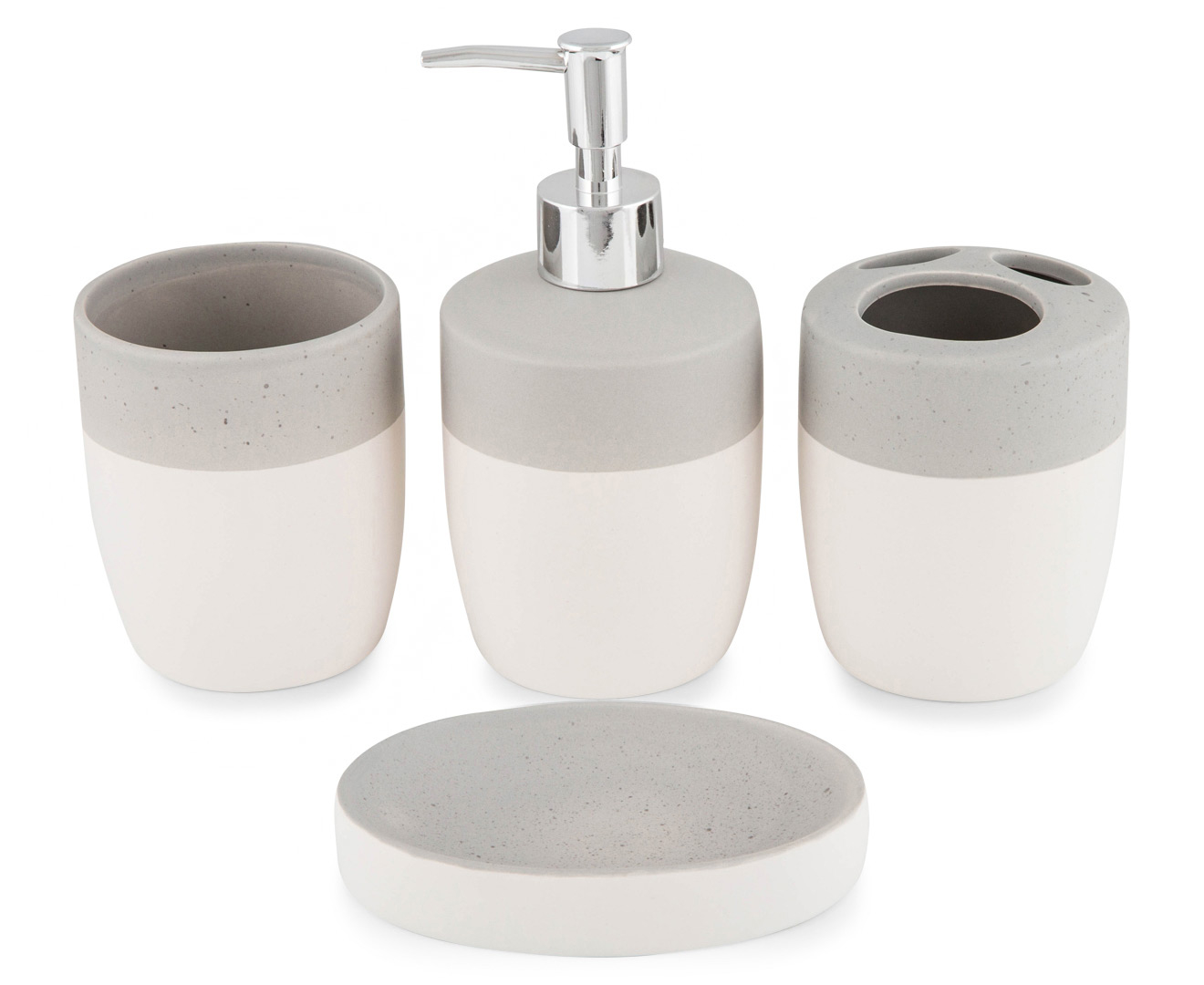 Cooper & Co. Bathroom Accessories 4-Pack - White/Concrete