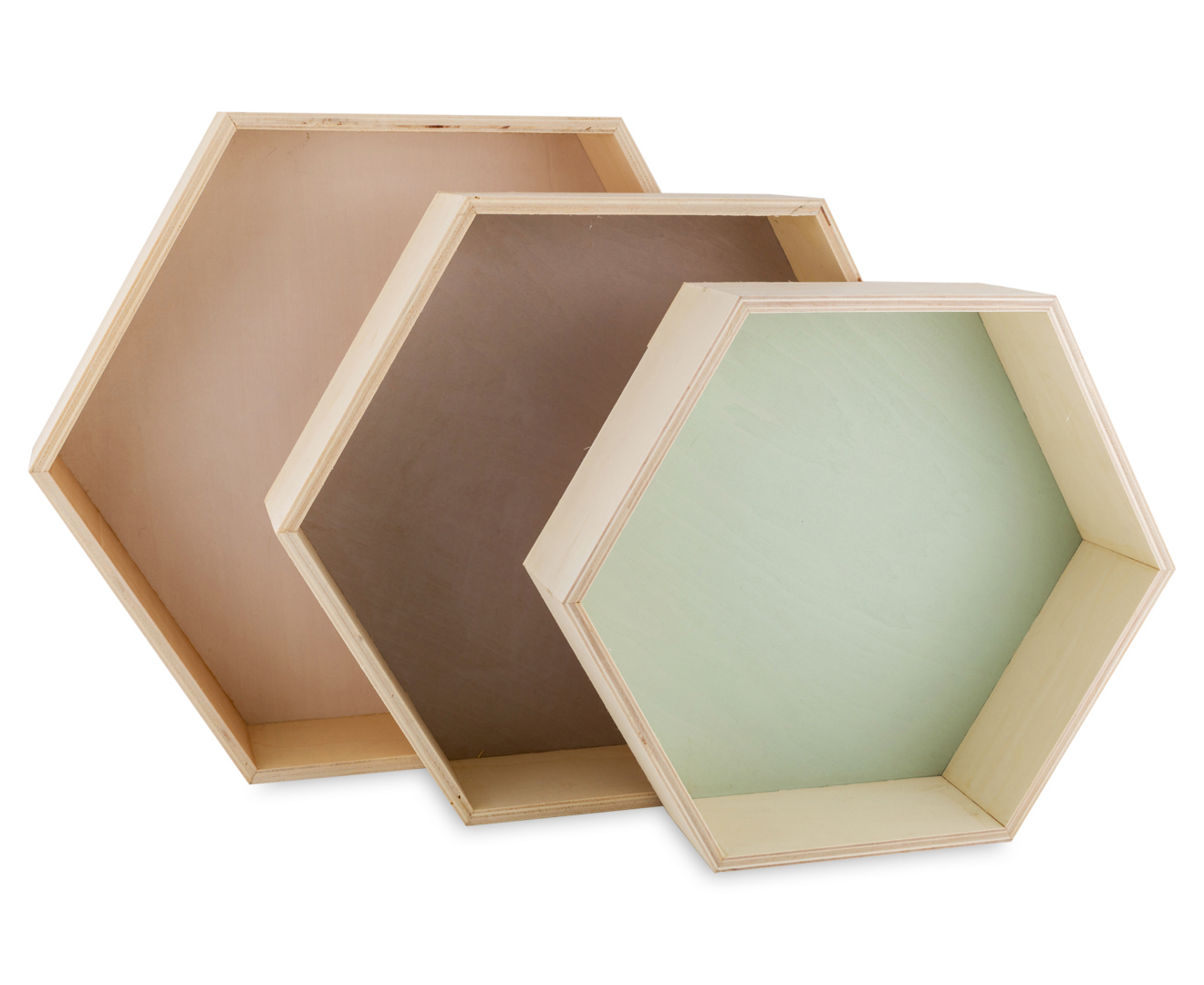 Set of 3 Nested Hexagonal Scandi Shadow Boxes - Assorted