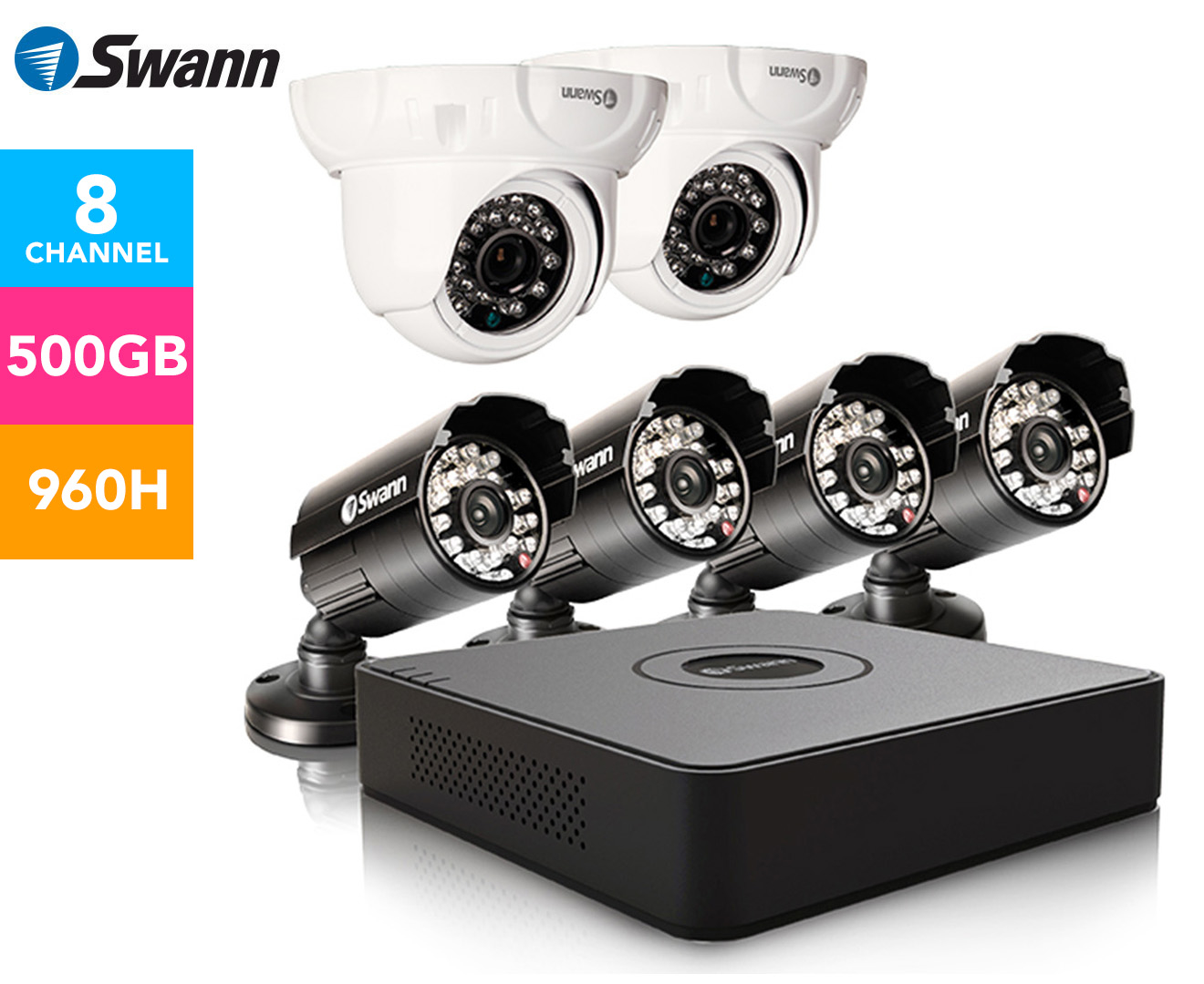 Swann DVR8-1525 8-Channel 960H Digital Video Recorder, 4 x PRO-15 Cameras & 2 x PRO-736 Dome Cameras