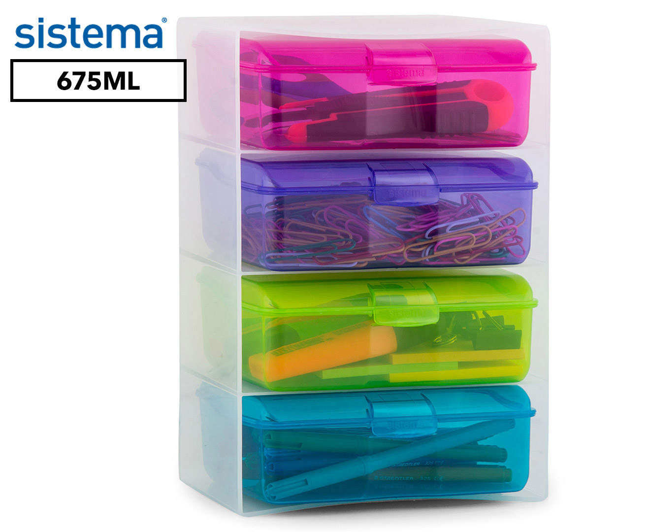Sistema 675mL Klipo 4-Piece Storage Container Organiser - Multi