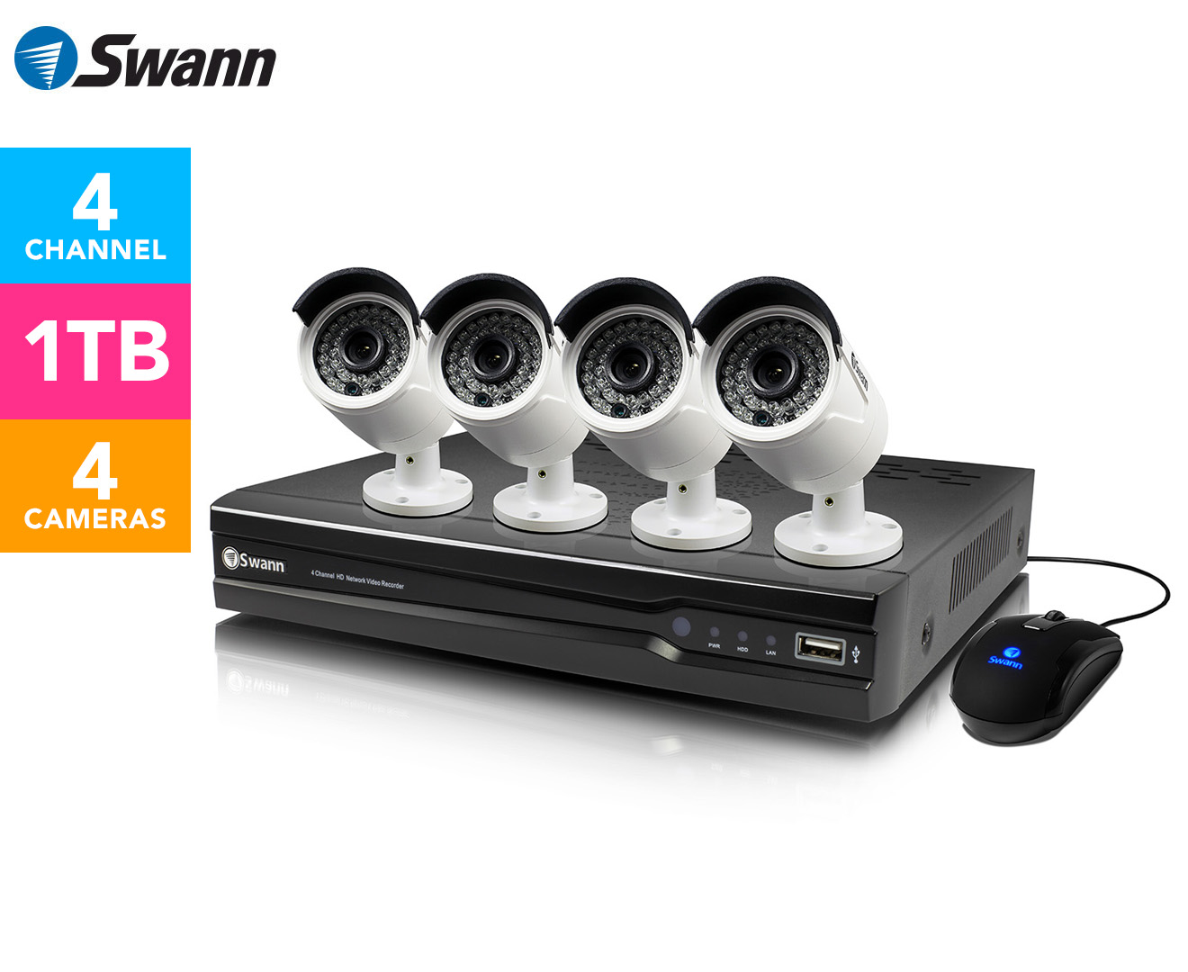 Swann 4-Channel 3MP Network Video Recorder & Cameras