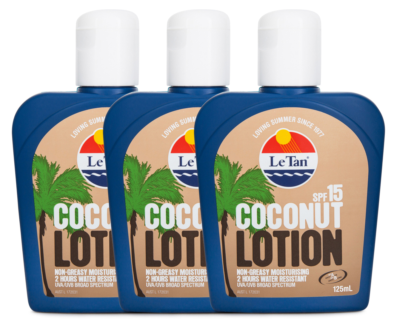 3 x Le Tan Coconut Lotion Sunscreen SPF15 125mL