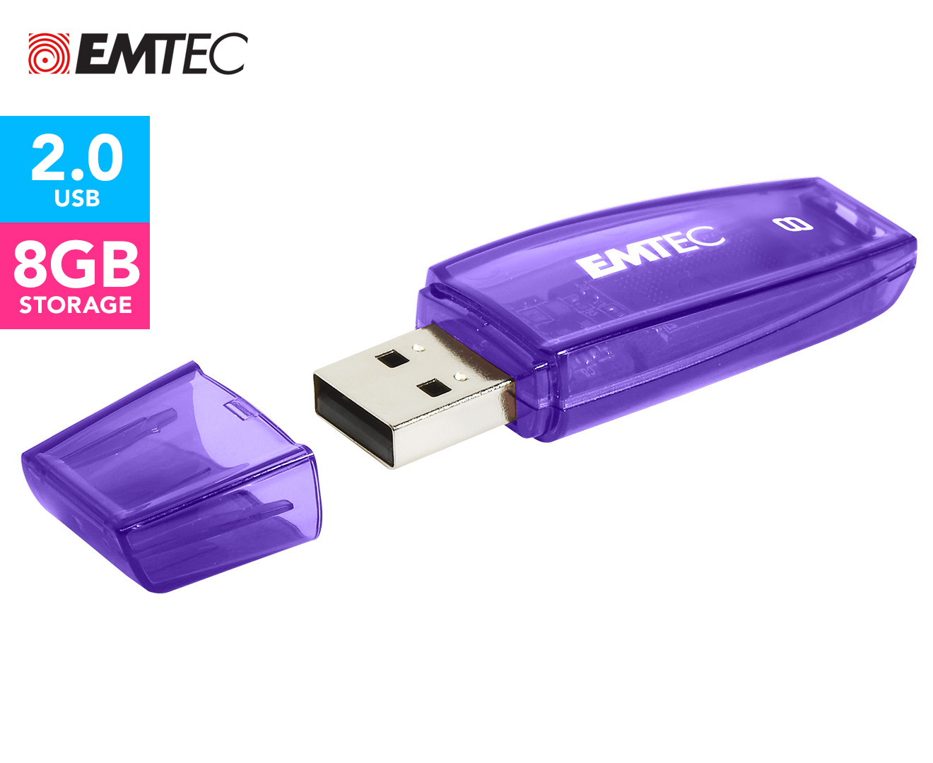EMTEC C410 Color Mix USB 2.0 8GB Flash Drive - Purple