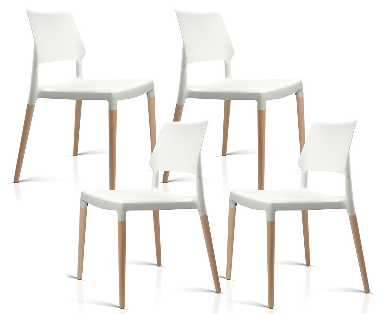 Set of 4 Stackable Dining Chairs - White