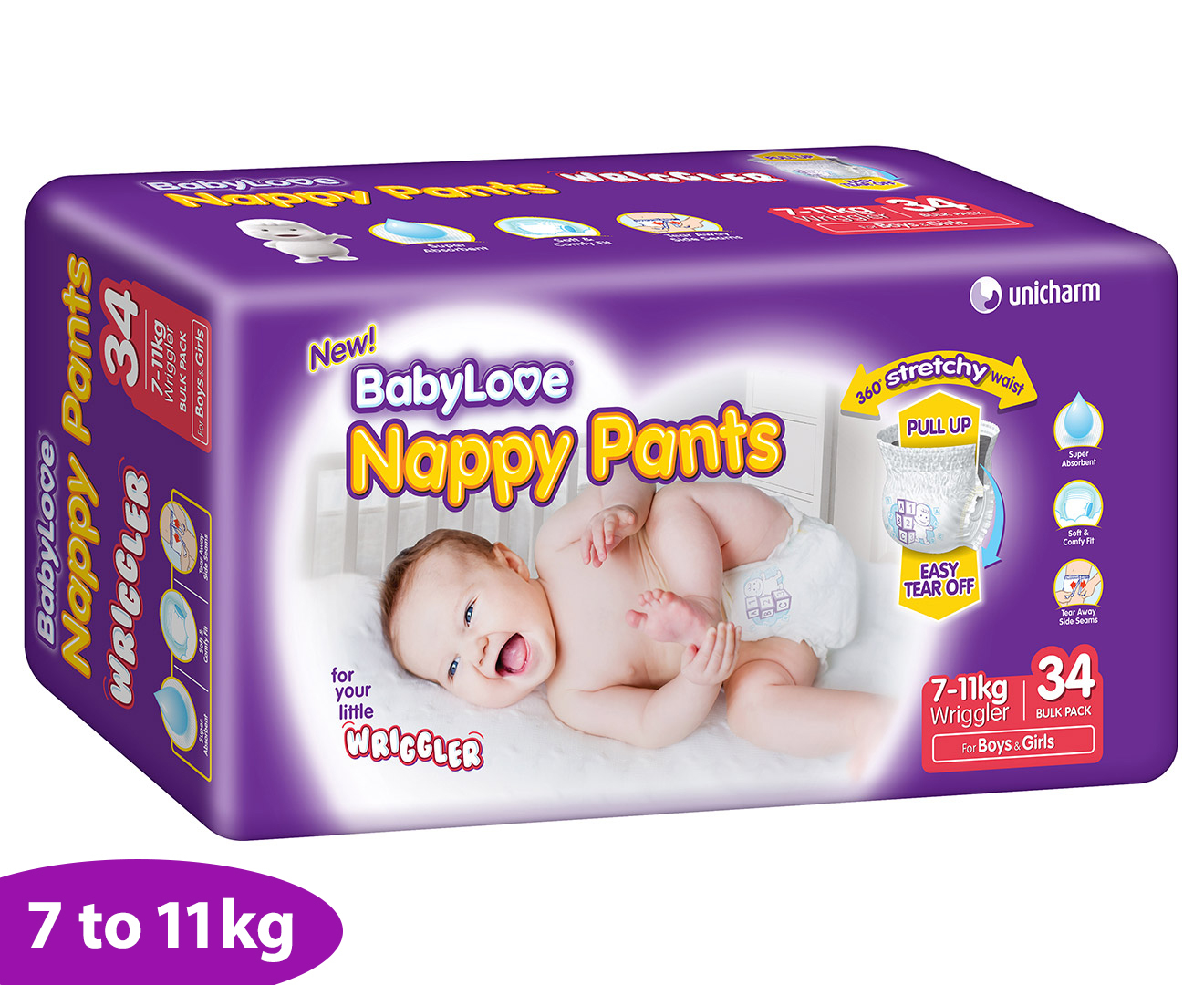 BabyLove Wriggler Nappy Pants 7-11kg 34pk