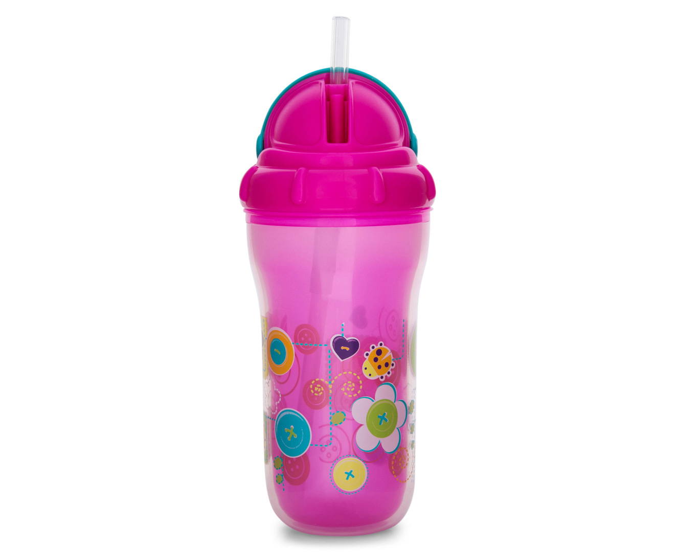 Nuby Insulated No-Spill Flip-It Cup - Pink/Aqua