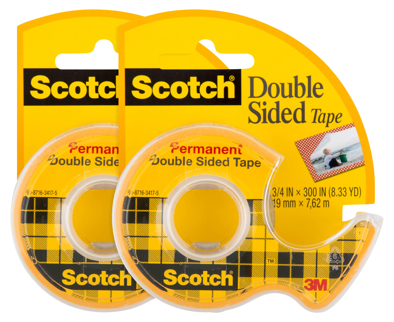 2 x Scotch Permanent Double-Sided Tape Dispenser