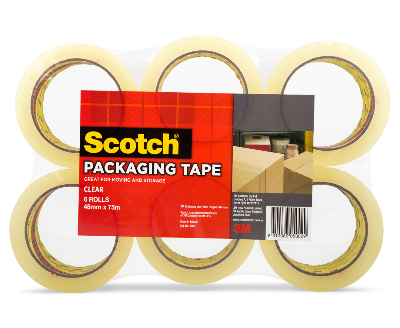 Scotch Packaging Tape Rolls 6-Pack - Clear
