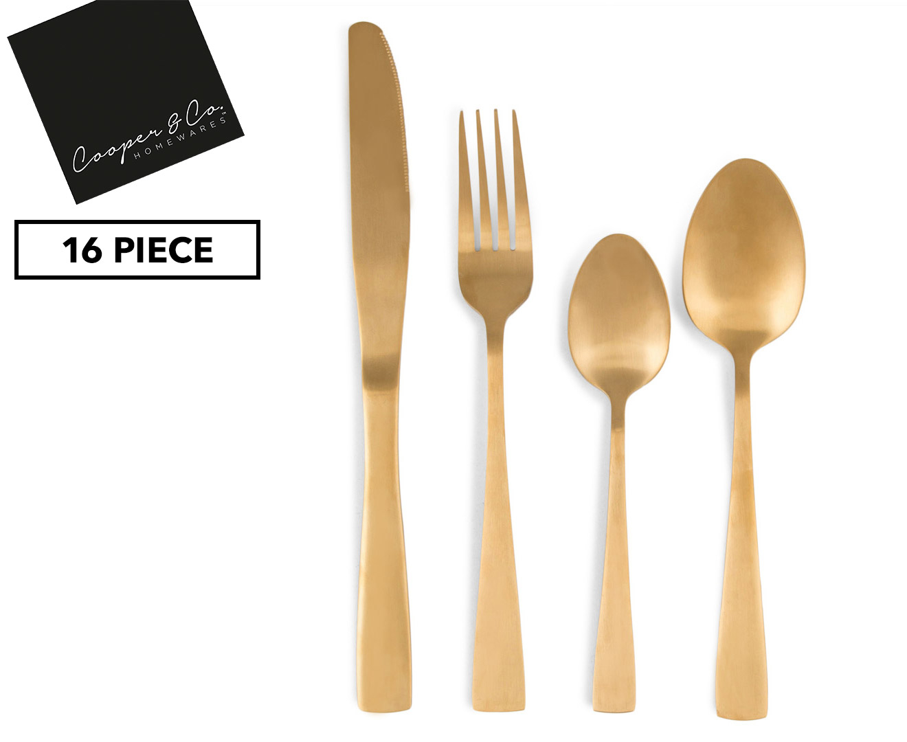 Cooper & Co. Ebony 16-Piece Cutlery Set - Matte Gold