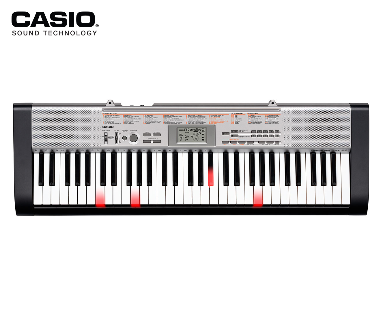 Casio LK130 Key Lightning Keyboard w/ Adapter - Black/Grey