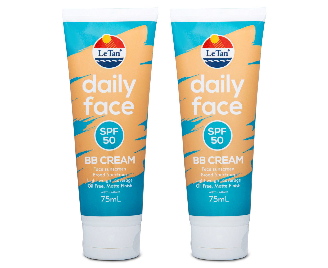 2 x Le Tan Daily Face BB Cream SPF50 75mL