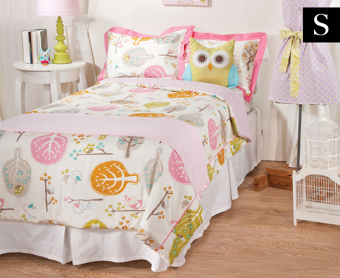 Living Textiles Baby Love Birds Single Bed 3-Piece Comforter Set - Pink