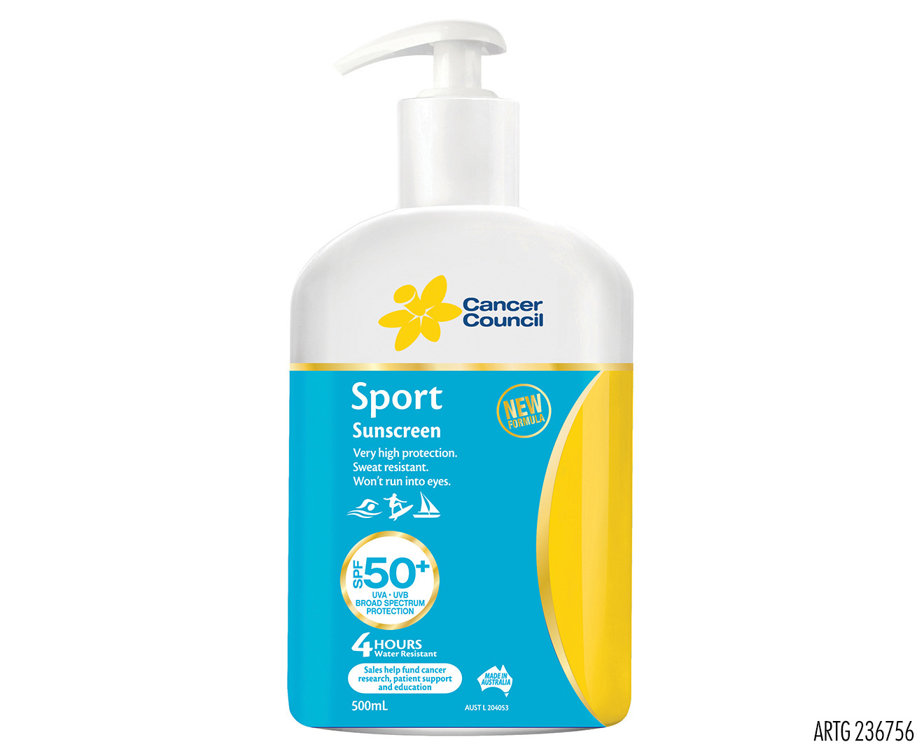 Cancer Council Sport Sunscreen SPF50+ Pump 500mL