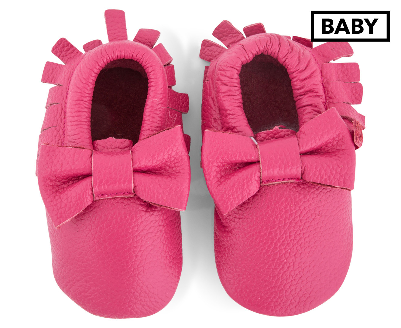 Angel Fit Moccasins With Bow - Hot Pink