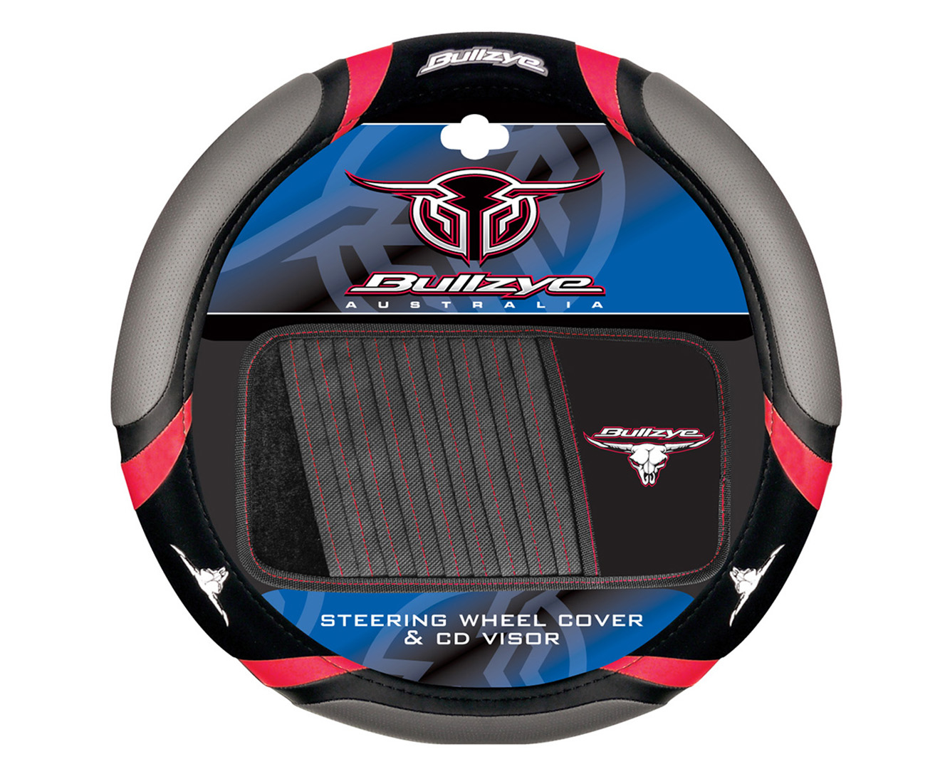 Sperling Steering Wheel Cover + 10-Disc Visor Set - Black/Red