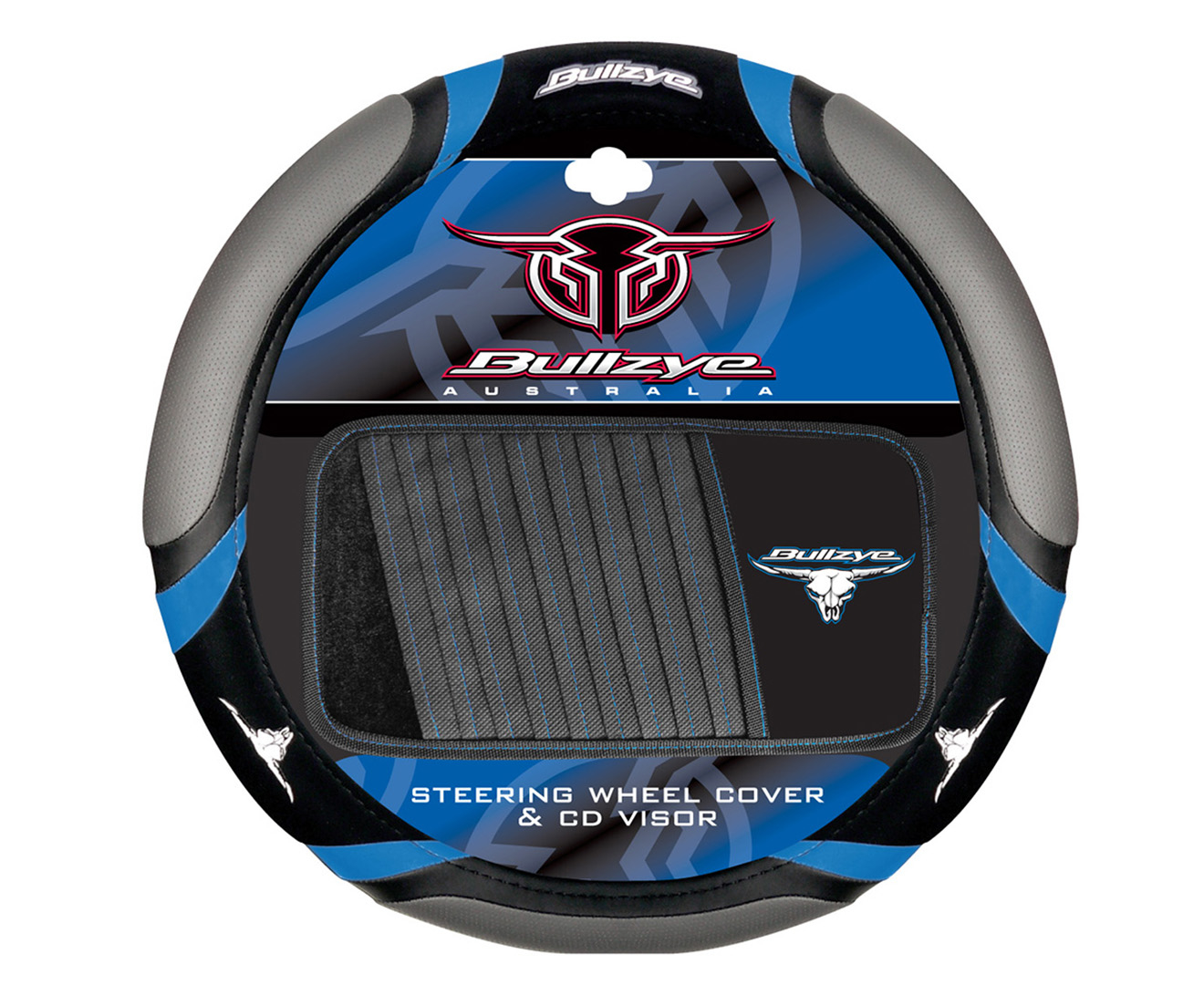 Sperling Steering Wheel Cover + 10-Disc Visor Set - Black/Blue