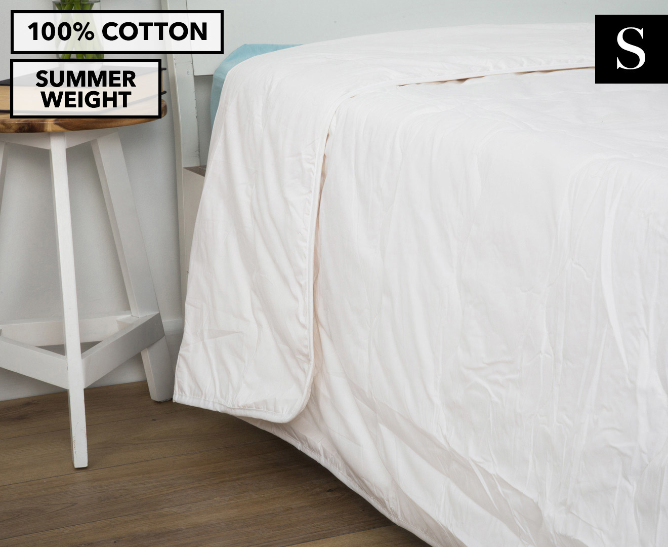 Cotton Single Bed Summer Quilt - White