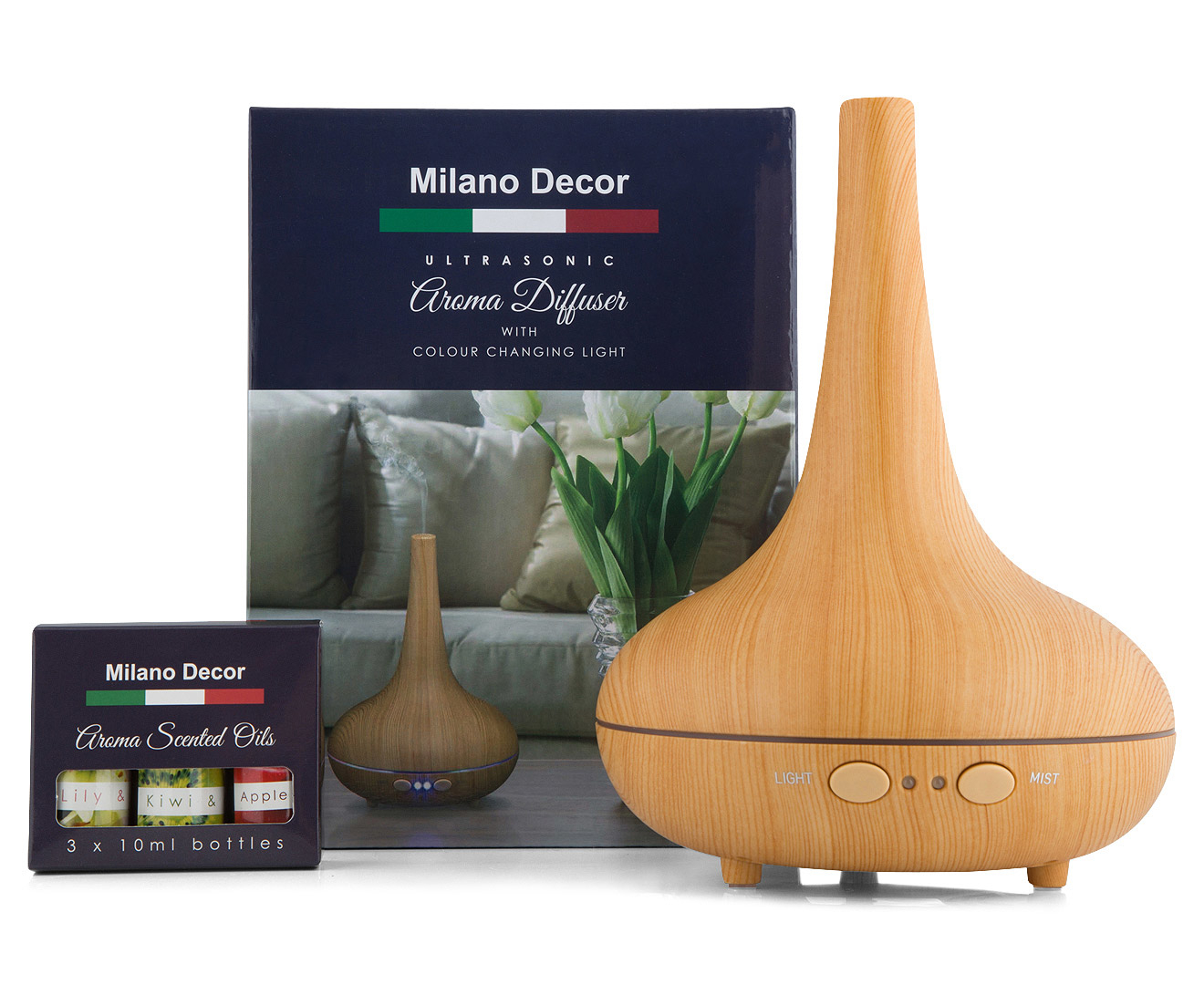Milano Décor Ultrasonic Aroma Diffuser - Light Wood Grain