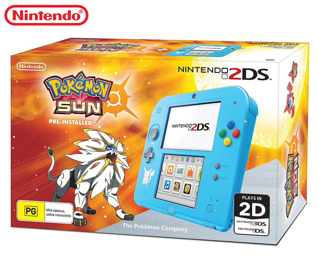 Nintendo 2DS Console + Pokemon Sun (Pre-Installed) - Light Blue