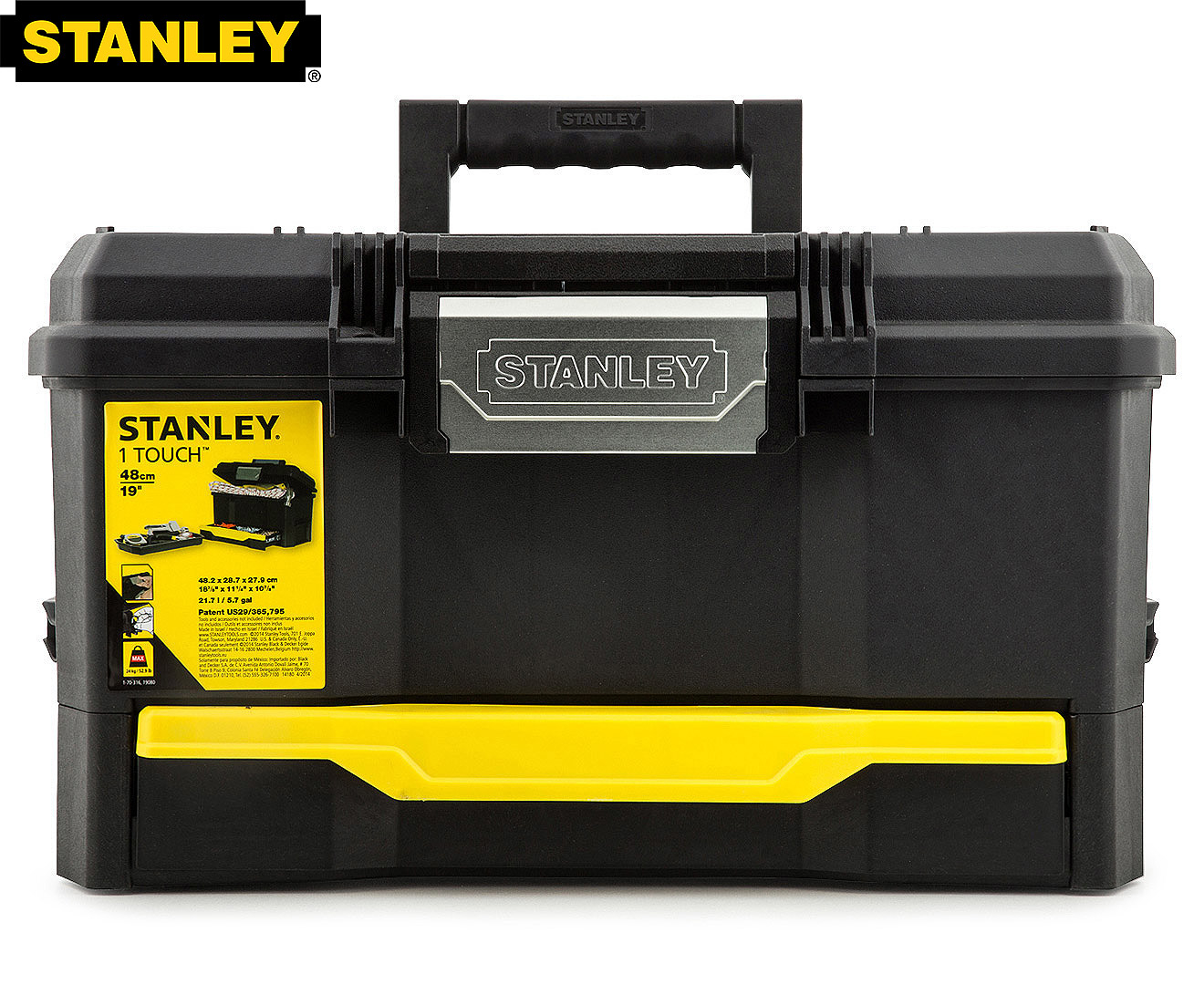 STANLEY One Touch 19-Inch Toolbox w/ Drawer - Black/Yellow