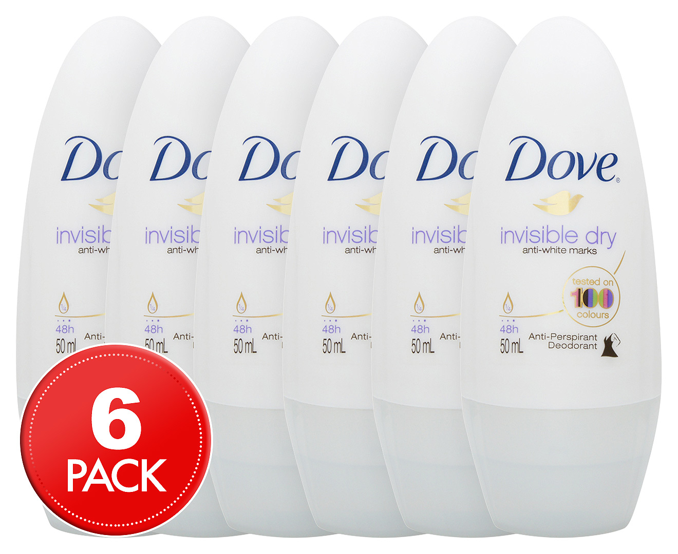 6 x Dove Deodorant Invisible Dry Stick Original 50mL