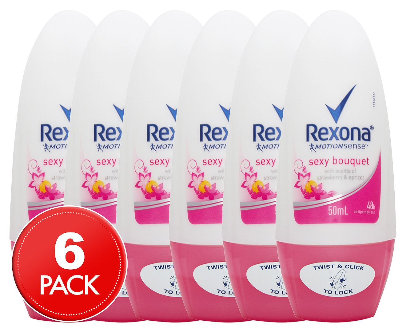 6 x Rexona Women's Motion Sense Sexy Bouquet Roll-On Deodorant 50mL