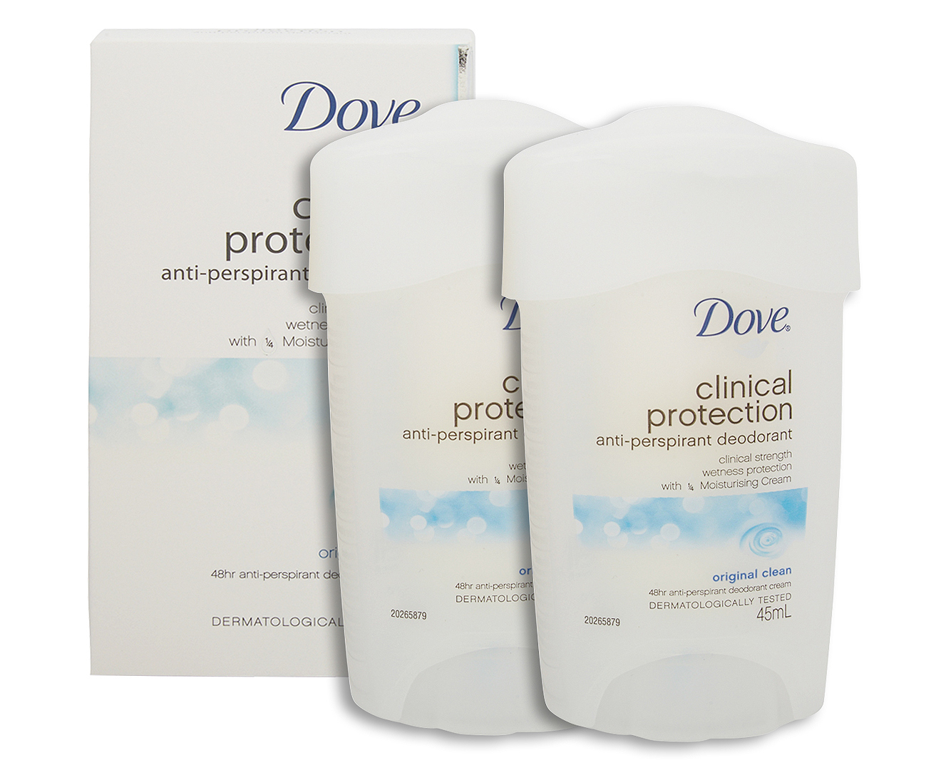 2 x Dove Clinical Protection Original Clean Antiperspirant Deodorant 45mL