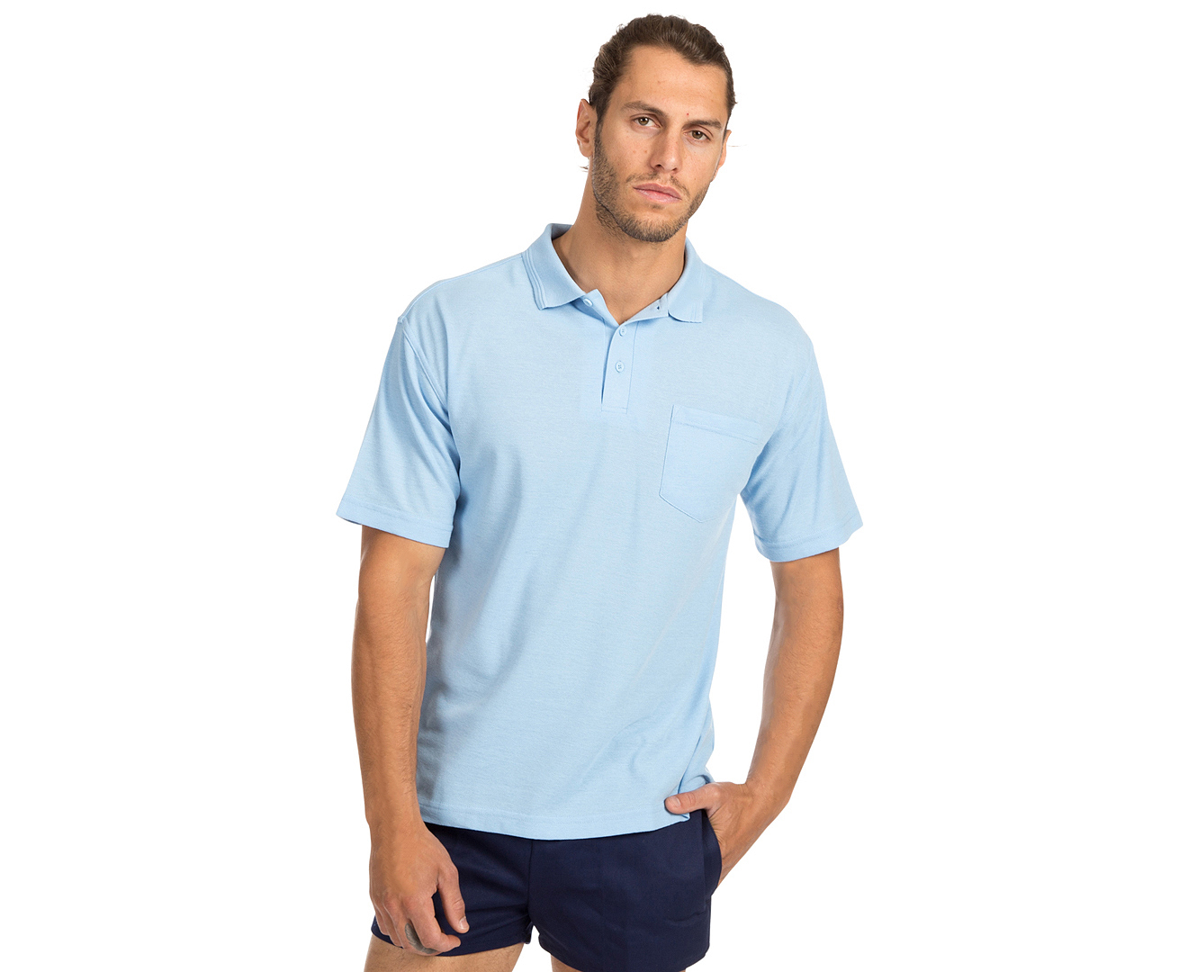 Hard Yakka Men's Short Sleeve Polo - Light Blue