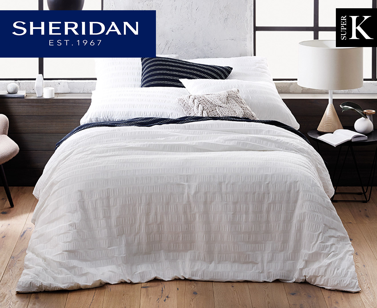 Sheridan Beldon Super King Bed Quilt Cover Set - White