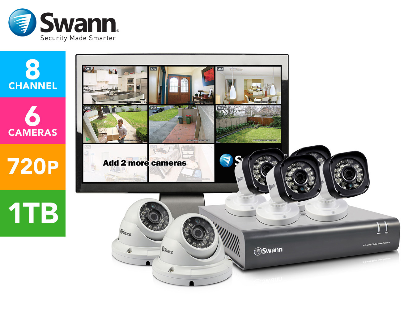 Swann DVR8-1580 8-Channel Digital Video Recorder & 6 x Cameras