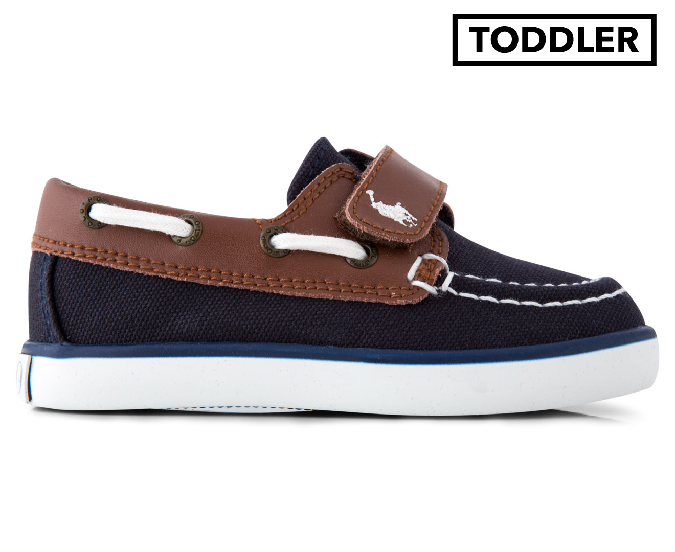 Polo Ralph Lauren Toddler Sandler-CL EZ Shoe - Navy Canvas/Tan Leather