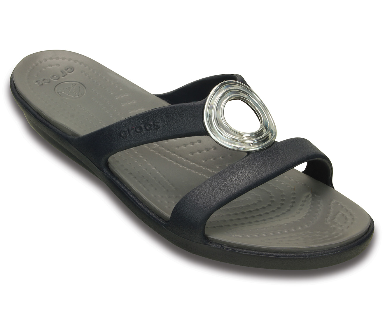 Crocs Women's Sanrah Beveled Circle Sandal - Navy/Grey | eBay