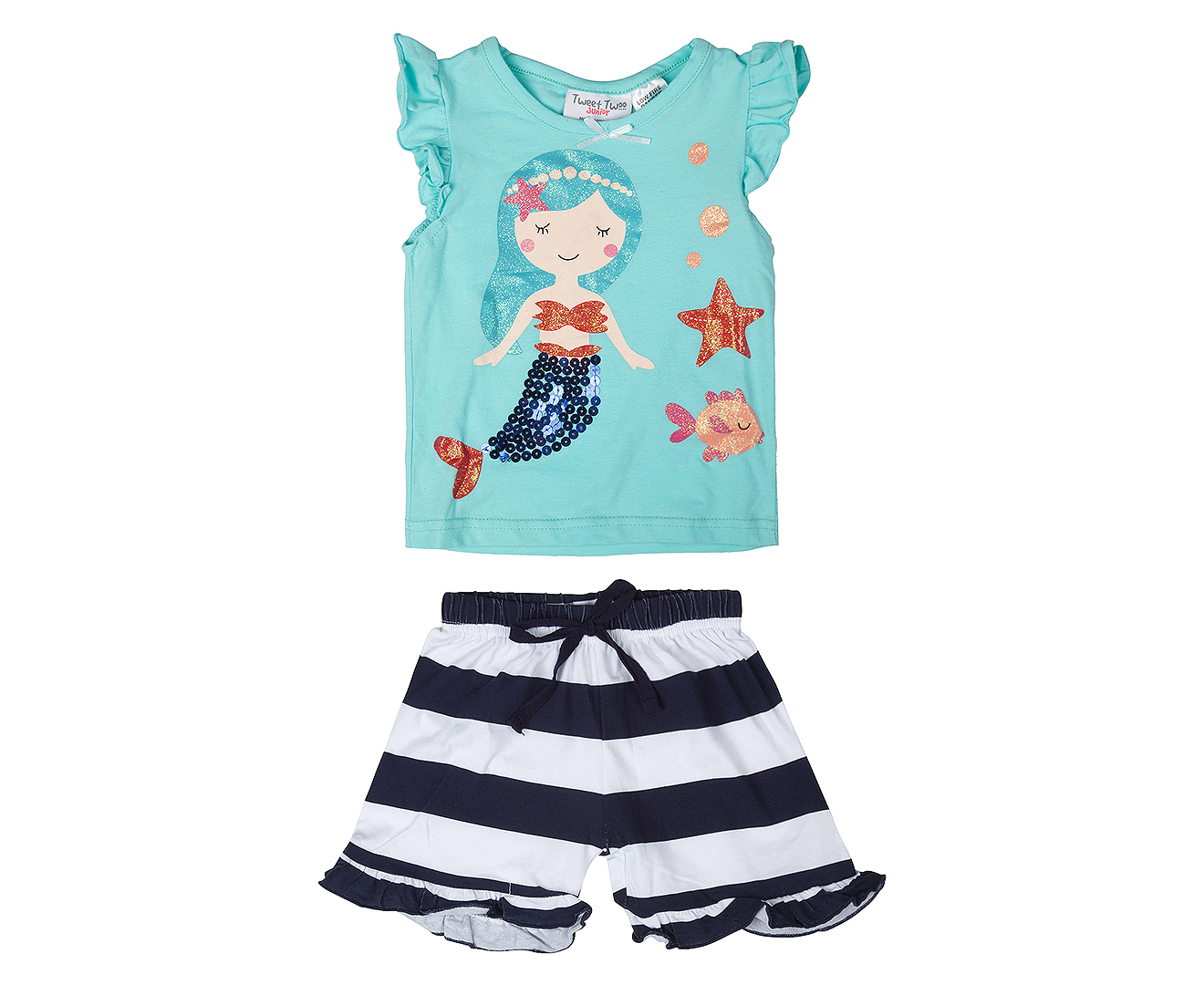 Tweet Twoo Babies' 2Pc Mermaid Pyjama Set - Mint/Navy