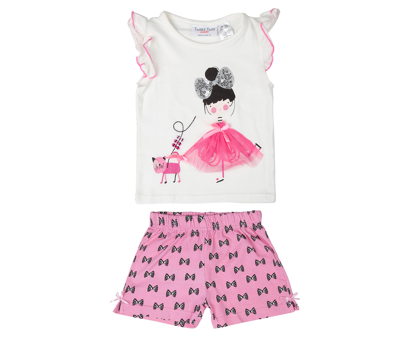 Tweet Twoo Babies' Princess 2Pc Pyjama Set - Off White/Pink