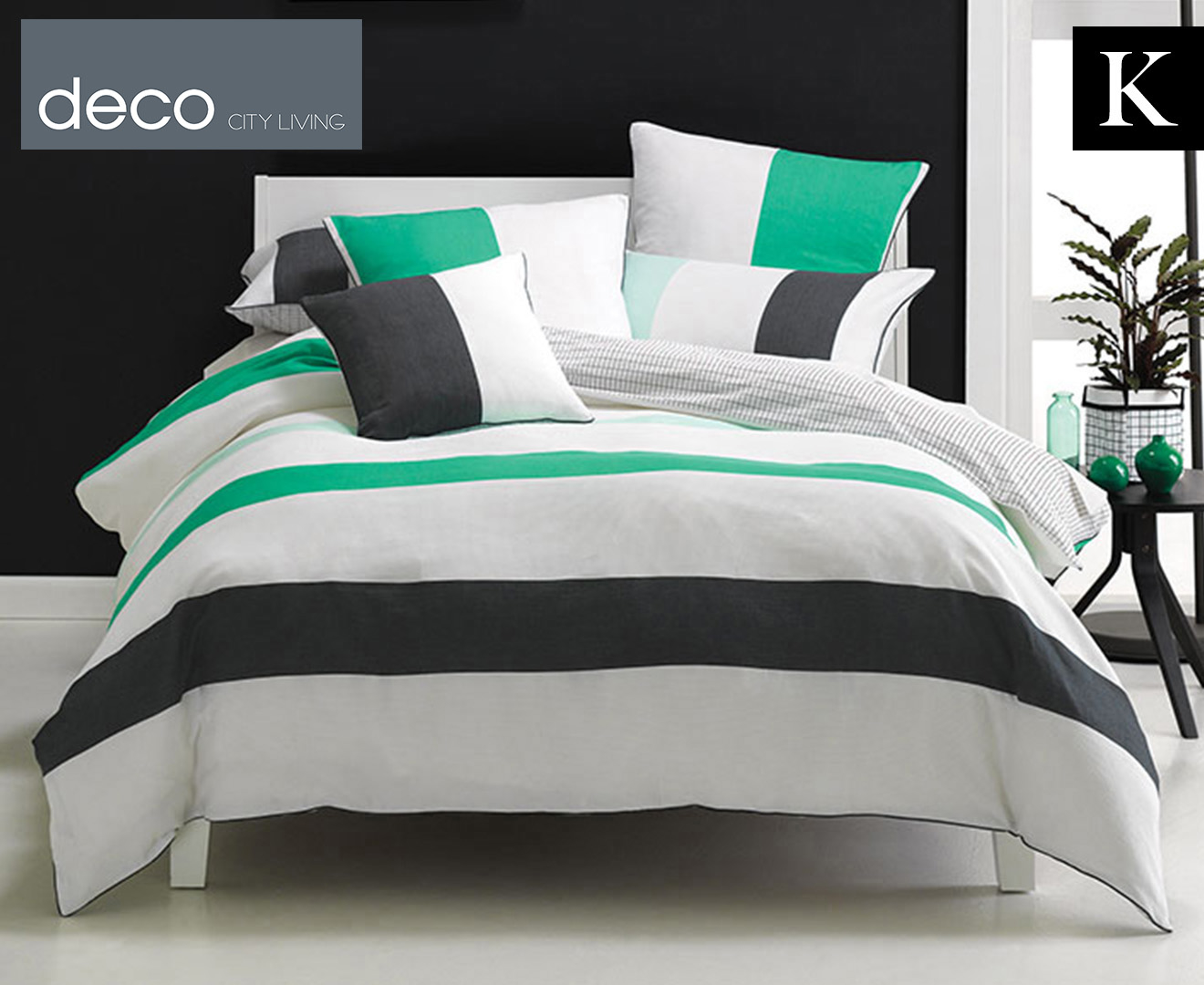 Deco City Living Wesley King Bed Quilt Cover Set - Green