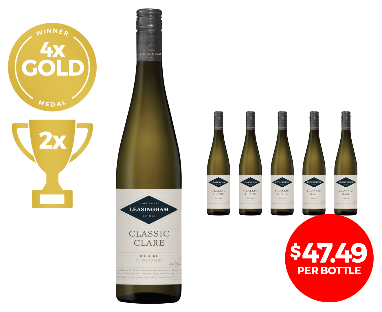 6 x Leasingham Clare Valley Riesling 2009 750mL