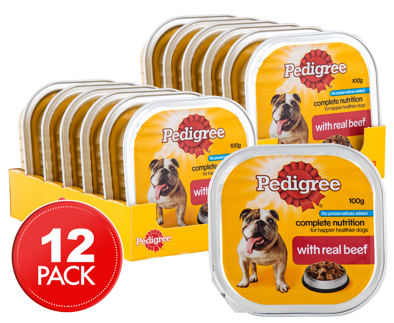 12 x Pedigree Complete Nutrition w/ Real Beef 100g